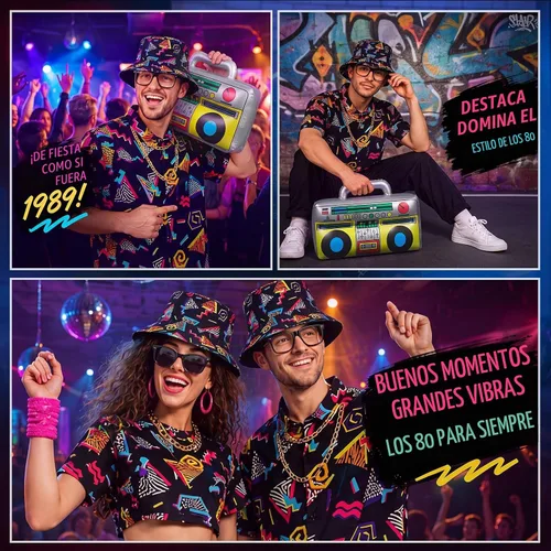 Vista 6 de Hicarer 6 Pcs 80s Outfit Accessories Set for Men Party Estilo clásico