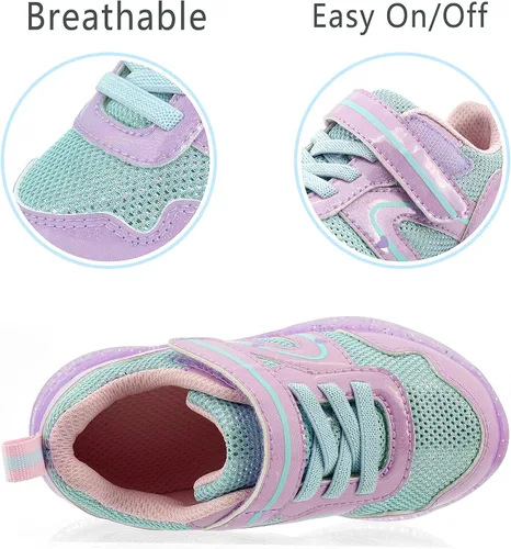 Vista 5 de Flora LU - Zapatos con luz para niños pequeños, talla 5 a 2, para niños y niñas