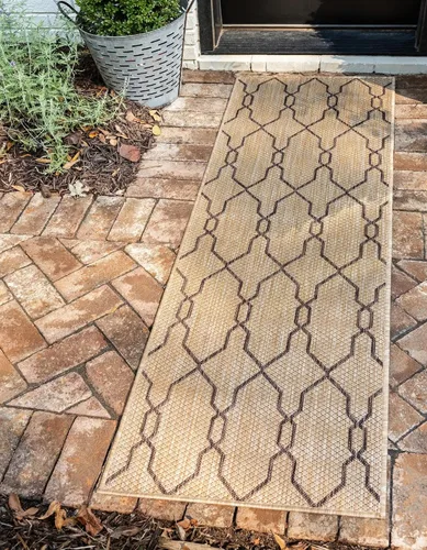 Vista 25 de Unique Loom Outdoor Trellis Collection - Alfombra de área con diseño de enrejado (2 x 6 pies 1 pulgada, azul/marfil)