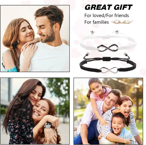 Vista 86 de 2 pulseras magnéticas para parejas, piedra natural negra mate, cristal para votos de amor eterno, juego de pulseras de cuentas de piedra de energía