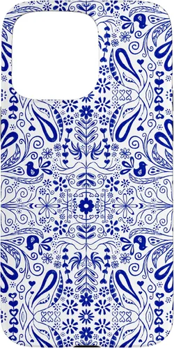 Vista 31 de Folk Art Pattern Blue Chinoiserie Birds Flowers Scandinavian Case for iPhone 17