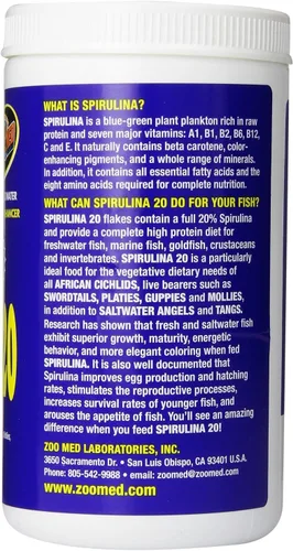 Vista 3 de Zoo Med Spirulina 20 Flake Fish Food, 4 onzas (paquete de 3)