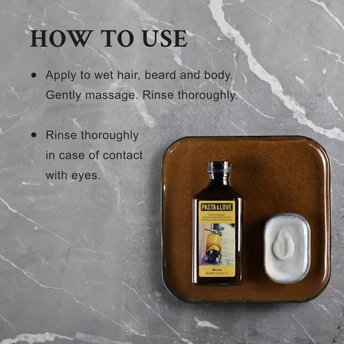 Vista 4 de Davines Pasta & Love Hair Beard & Body Wash, limpiador hidratante 3 en 1, elimina suavemente las impurezas y suaviza el cabello y la piel sin