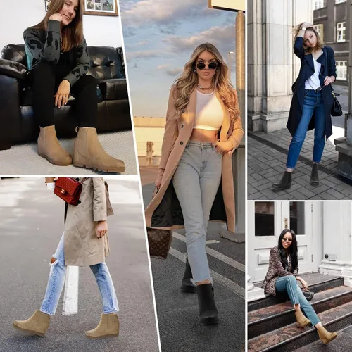Vista 7 de Athlefit Botas de cuña cómodas para mujer