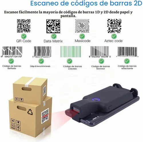 Vista 2 de Symcode Clip de código de barras portátil con Bluetooth - 1D 2D QR lector de código de barras, PDF417, matriz de datos, Maxicode, conexión