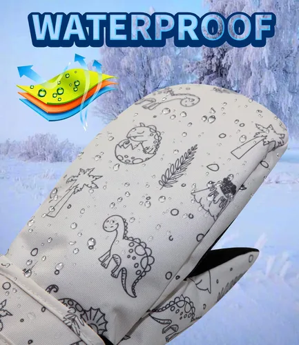 Vista 3 de Duoyeree Guantes impermeables para niños con forro polar para niños y niñas invierno nieve y esquí gruesos aislados para clima frío