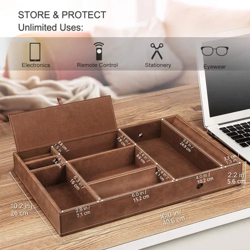 Vista 6 de SITHON Bandeja organizadora de escritorio Catchall EDC Tray Marrón