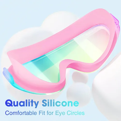 Vista 3 de MAMBAOUT Gafas de natación para niños de 6 a 12 años, paquete de 2 gafas sin marco para natación, antivaho, impermeables, para niños y niñas