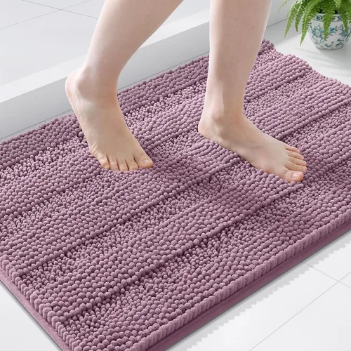 Vista 73 de Grandaily Alfombras de baño de felpilla a rayas de 24 x 16 pulgadas, extra gruesas y suaves, absorbentes, parte trasera de goma, alfombra de ducha