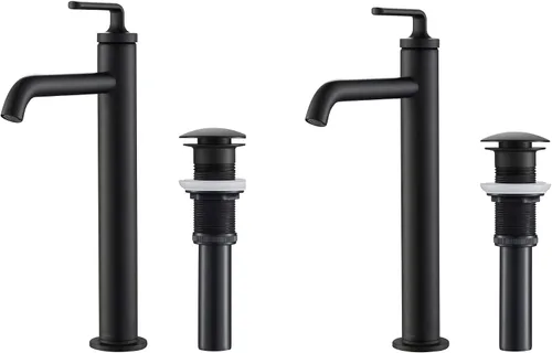 Vista 19 de KRAUS Ramus KBF-1221BG-2PK - Grifo de lavabo de baño de una sola manija con drenaje de varilla de elevación en oro cepillado