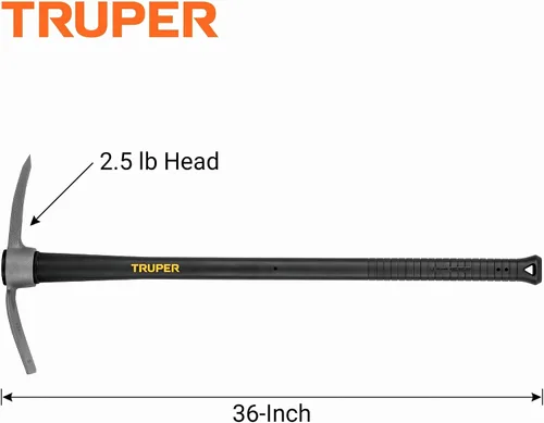Vista 2 de Azadón cortador Truper 31612 2-1/2 libras, mango de madera, 36", Asa de fibra de vidrio