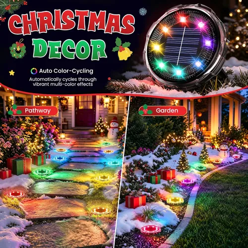 Vista 2 de SOLPEX Luces solares navideñas para exteriores, paquete de 10 unidades que Cambio