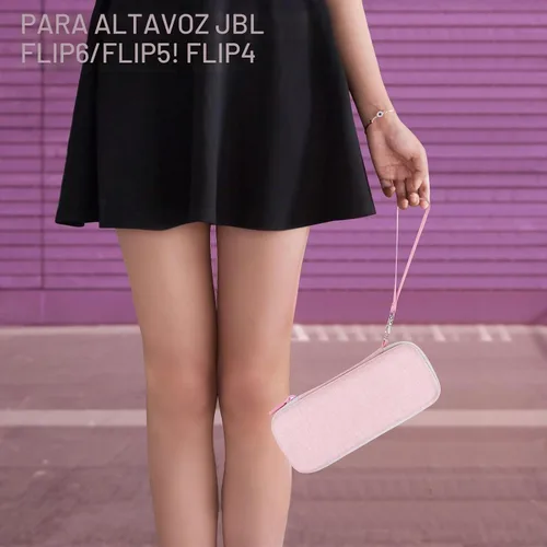 Vista 5 de Estuche rígido EVA para altavoz Bluetooth JBL Flip7/6/5, impermeable, portátil, funda de transporte premium para JBL Flip 4, para viaje, color rosa