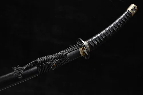 Vista 7 de Katana de hoja inversa hecha a mano de 41 pulgadas auténtica espada samurái japonesa de acero de manganeso hoja de espiga completa muy afilada mango