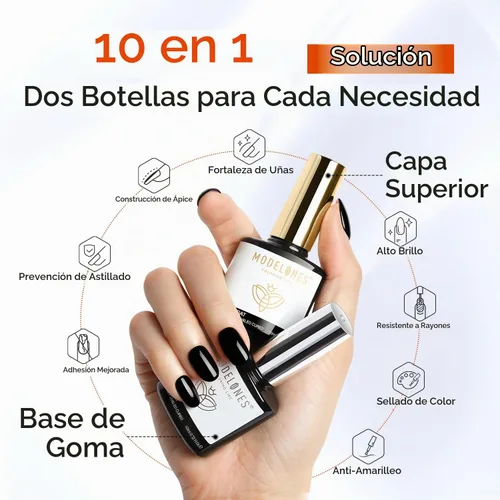 Vista 4 de modelones Base de goma y capa superior de gel para uñas débiles curado en U Transparente