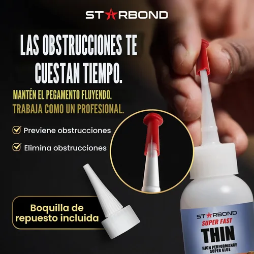Vista 4 de Starbond EM-02 Adhesivo de cianoacrilato (CA) instantáneo, fino y superrápido, de calidad superior, superadhesivo, más tapa extra y micro puntas