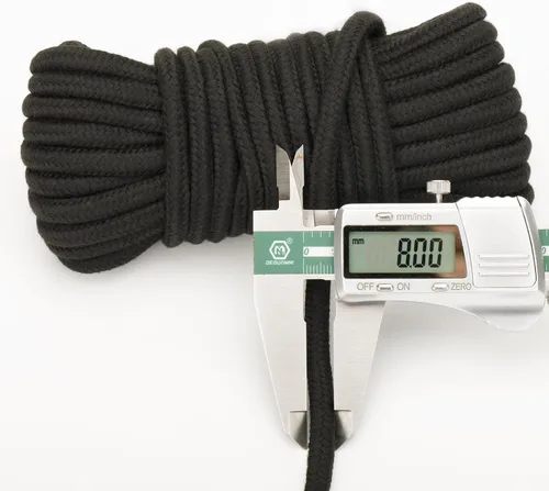 Vista 2 de 2 cuerdas de algodón suave, cuerda de 66 pies x 0.315 in de grosor, cordón de algodón negro Algodón natural multiusos para colgar ropa, atar