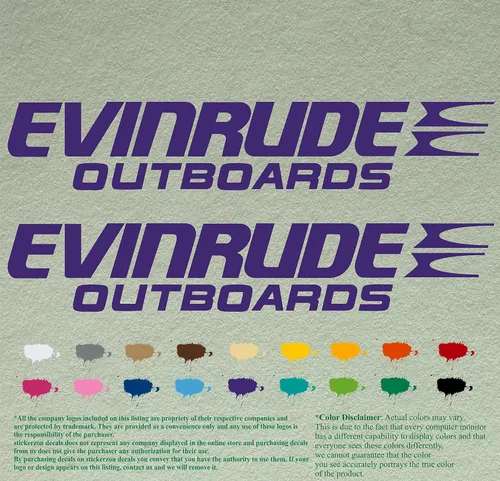 Vista 18 de Evinrude - Juego de 2 calcomanías de vinilo de repuesto compatibles con motor fuera de borda (12 pulgadas, negro 070)