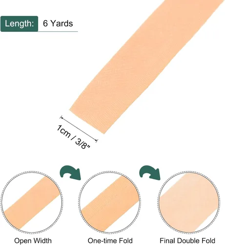 Vista 183 de MECCANIXITY Cinta al bies de doble pliegue de 1/2 pulgada de poliéster continuo a granel para costura, costura, dobladillo, encuadernación y Beige