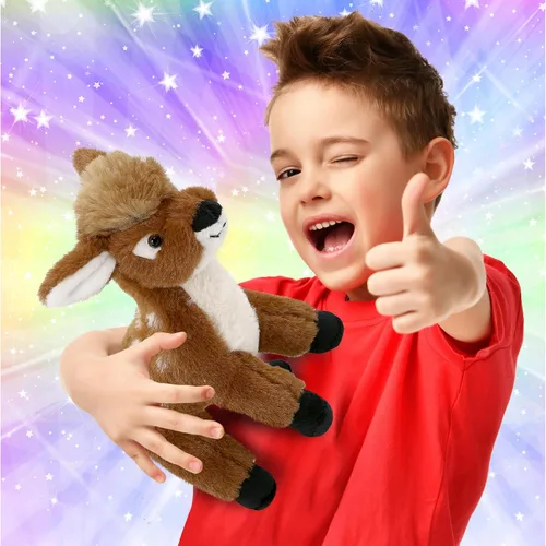 Vista 2 de DolliBu - Animal de peluche de ciervo, suave y abrazable, adorable juguete de peluche para jugar, lindo regalo de vida silvestre para niños
