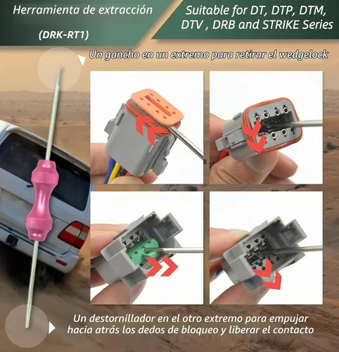 Vista 4 de Kit de conectores Deutsch DT de 482 piezas, 2 3 4 6 8 12 pines impermeables para conectores eléctricos automotrices, incluye herramienta de crimpado