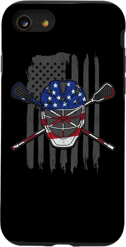 Vista 17 de iPhone 11 bandera estadounidense lacrosse Player Tee Lacrosse Portero caso