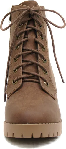 Vista 4 de Soda Botines de combate con suela de lengüeta única con cordones y cremallera lateral