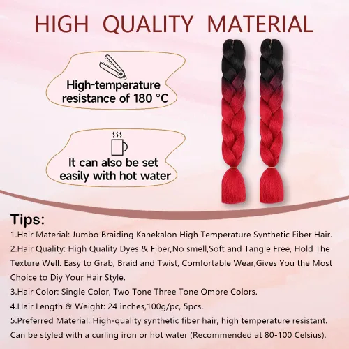 Vista 3 de Extensiones de cabello trenzado sintético degradado Zhuoqi hair, trenzas trenzadas al crochet, 24 pulgadas, 3 unidades/paquete, 3.53 onzas, dos tres