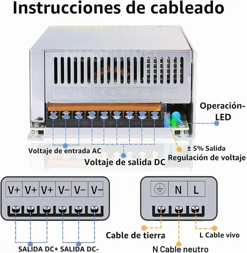 Vista 6 de DC 12V 100A 1200W Adaptador de fuente de alimentación 110V AC a 12V DC