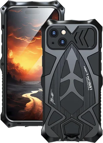 Vista 7 de Funda de metal para iPhone 13 Pro a prueba de golpes con aluminio y goma de silicona híbrida de triple capa de protección contra caídas de grado