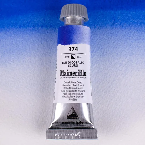 Vista 2 de Maimeri Blu Pintura de acuarela de un solo pigmento de 0.4 fl oz – Pintura de acuarela profesional PB74 azul cobalto – Tubo de pintura de acuarela