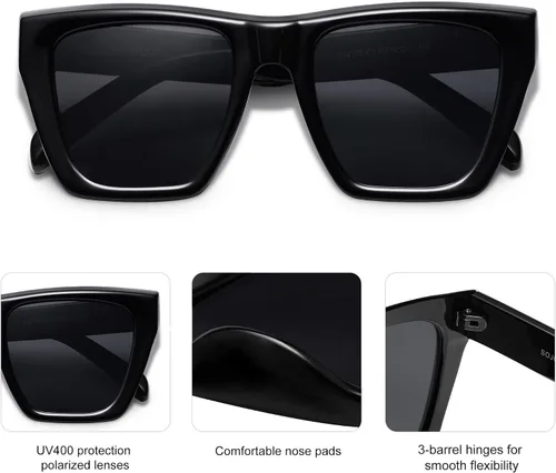 Vista 16 de SOJOS Fashion Oversized Square Cat Eye Polarized Sunglasses for Women Trendy Cateye Style Womens Sunglasses SJ2179