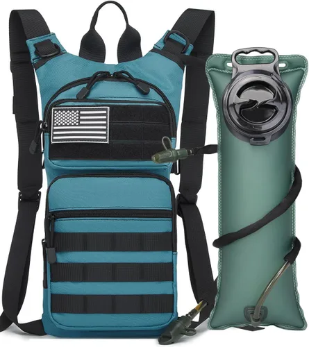 Vista 11 de Mochila de hidratación con aislamiento bolsa de agua con vejiga de 3 l de TPU, mochila táctica Molle de hidratación para senderismo, ciclismo, correr