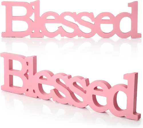 Vista 13 de Blulu Blessed - Letrero de madera con texto en inglés "Blessed", color negro 15 x 4 Inch Rustic Farmhouse Blessed Standing Decor for Thanksgiving
