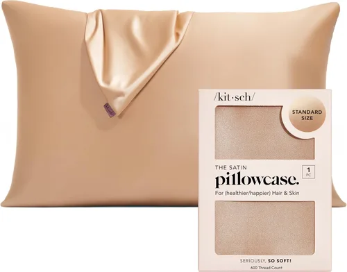 Vista 16 de Kitsch Funda de almohada de satén con cremallera, tamaño estándar, Aura