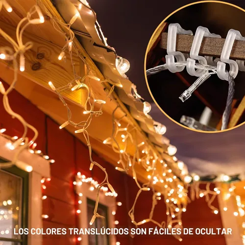 Vista 6 de Clips de canalón para colgar luces al aire libre, plástico translúcido, 100