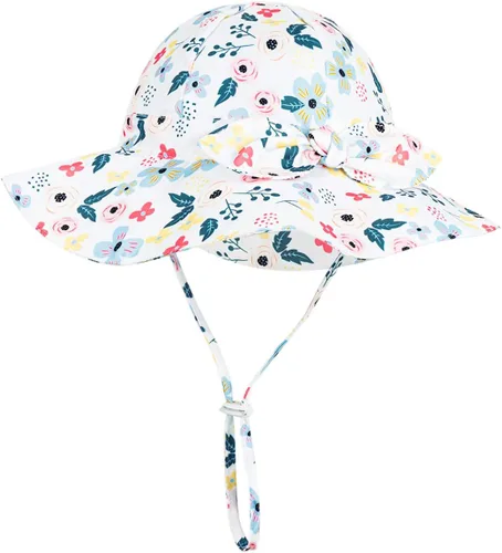 Vista 93 de Sombrero de sol para bebé niña con UPF 50+ sombrero de playa ajustable para exteriores con ala ancha
