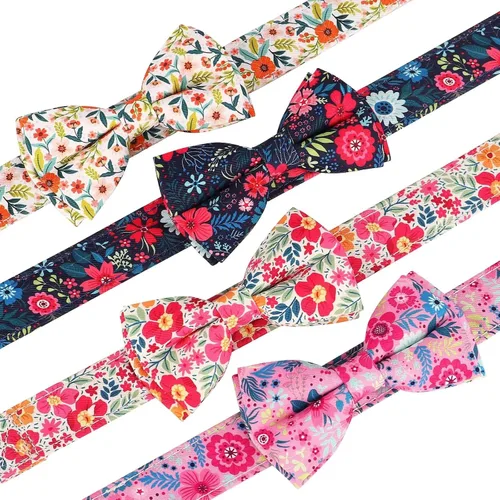 Vista 3 de Didog Collar floral para perro con lazo, lindos collares de perro con lazo desmontable, suave y cómodo collar de perro de primavera y verano