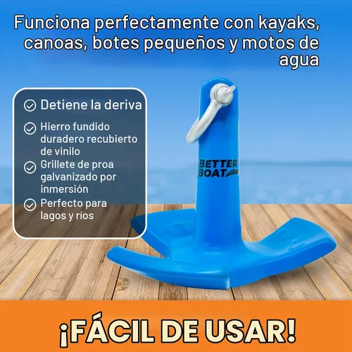 Vista 2 de River Anchor 8 lb para kayaks, canoas, botes y motos acuáticas