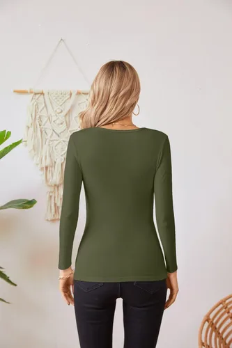 Vista 6 de VICHYIE Fall Clothes Womens Crewneck Ribbed Long Sleeve Shirts Slim Fitted Tee Casual Basic Tshirt Top