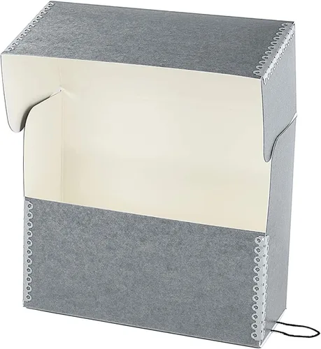 Vista 23 de Lineco Caja de almacenamiento de documentos archivados con borde metálico, caja de cartón libre de ácidos gris, organiza y almacena archivos