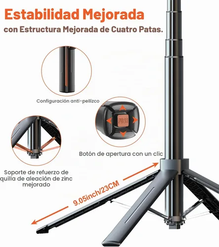 Vista 2 de Trípode para teléfono Selfie Stick - Soporte para teléfono celular de 71 pulgadas de alto con control remoto inalámbrico desmontable y 2 luces LED