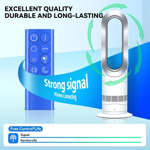 Vista 5 de Control remoto de ventilador de repuesto compatible con Dyson DP04 TP04 TP06 TP09 Pure Cool Air Purifying Fan (color azul con batería) Blue, With