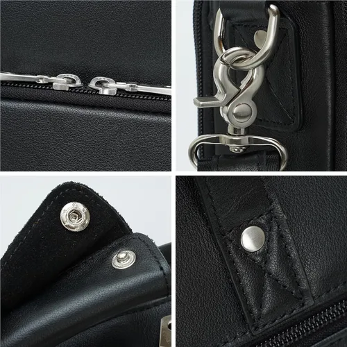Vista 6 de Masa Kawa Maletín de cuero para hombre de 17/15.6" con bandolera para laptop, bolsa de hombro con mensajero para negocios, viaje, trabajo, estuche