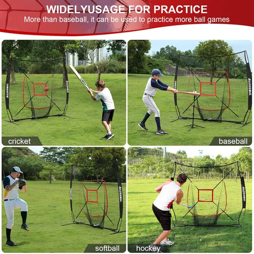 Vista 9 de BaseGoal 6'×6' Baseball Softball Practice Net,Baseball Backstop,with Batting Tee,Ball Caddy,for Hitting Pitching Batting Catching with Bow