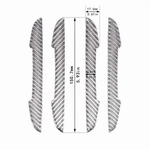 Vista 2 de 4 piezas de protector de borde de puerta universal de fibra de carbono real con textura tejida de sarga de 2 mm, protector antiarañazos para pintar