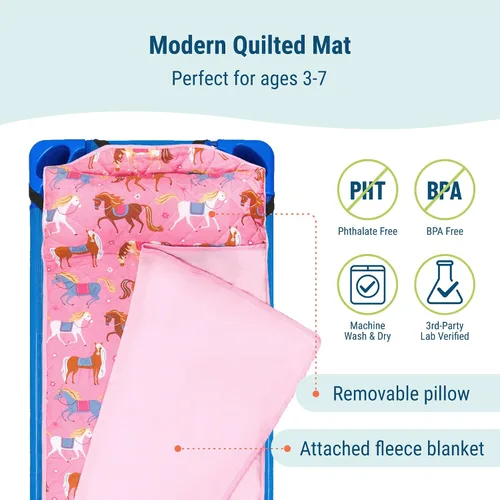 Vista 3 de Wildkin Tapete acolchado moderno de microfibra para siesta con almohada reutilizable para niños y niñas, ideal para dormir en primaria