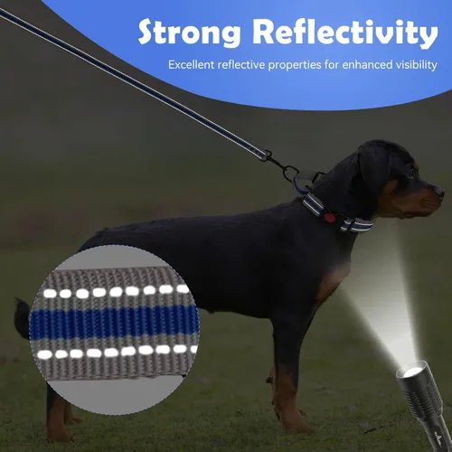 Vista 5 de Collar Martingala para perros, juego de collar y correa Martingala reflectante acolchado de neopreno suave con hebilla de seguridad, collar Azul