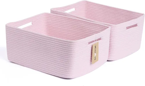Vista 25 de MiniArk Cestas grandes de almacenamiento para estantes, organizadores de armario, para ropa, manta, toallas, guardería, caja de juguetes, cestas