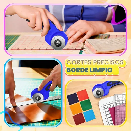 Vista 3 de DIYSELF Cortador rotatorio para Fabricr, cortador rodante con 5 cuchillas Azul